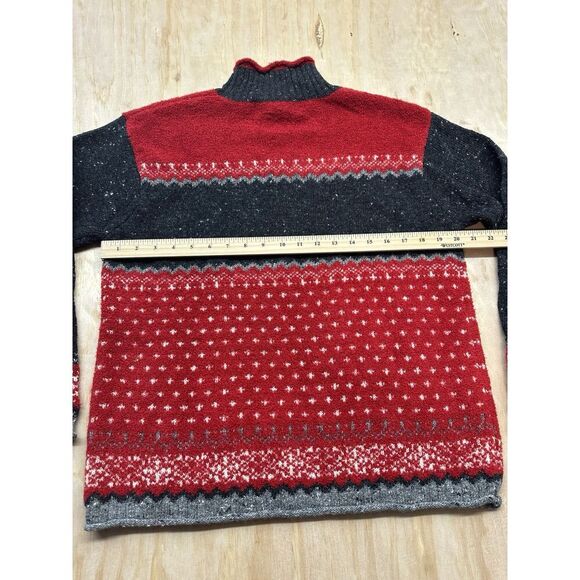 Jones New York Sport Sweater Wool Blend Snowflakes Red Black VTG S - Picture 5 of 5
